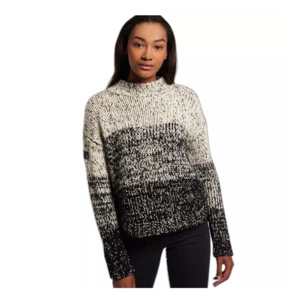 Superdry Sweater Size Small‎ Womens Gray Ombre Iridescent Wool Blend Jumper